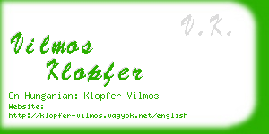 vilmos klopfer business card